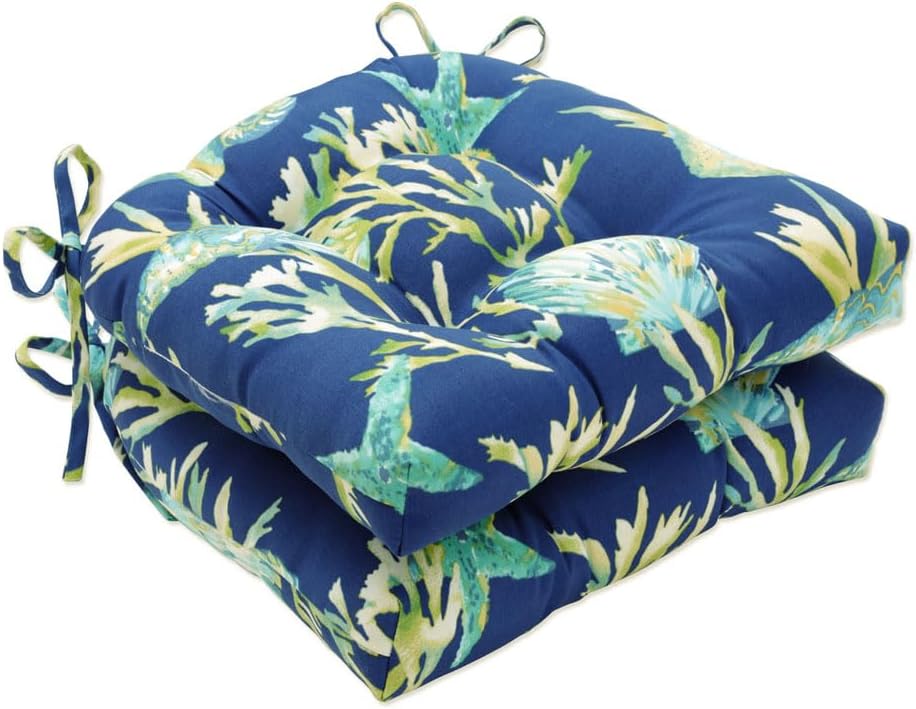 Pillow Perfect Outdoor/Indoor Daytrip Pacific Blue Chair Pads 15.5" x 16"