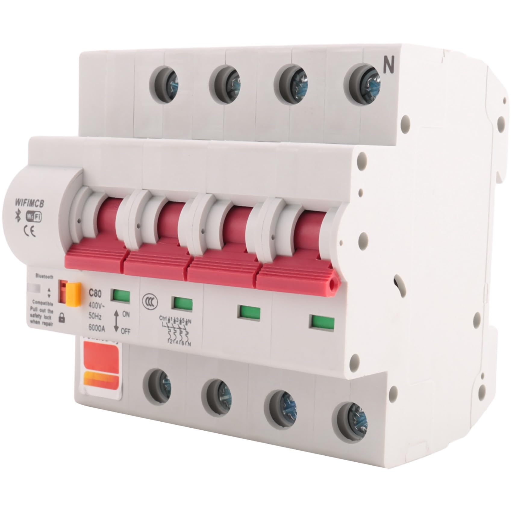 Disyuntor Inteligente Tuya 80A WiFi Disyuntor Inteligente Interruptor AutomáTico Sobrecarga ProteccióN Cortocircuitos (4P)