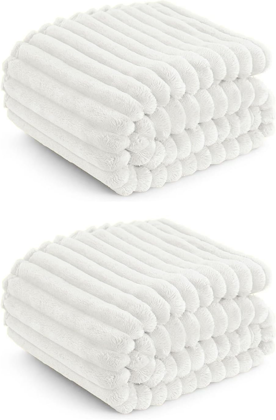 2 Pcs Cream White 90x90 Inches.Throw Blanket for Couch & Bed,3D Lightweight Warm Breathable Blanket Offers The Utmost Comfort All Year Roun. Queen (90"x90") 2pcs-cream White