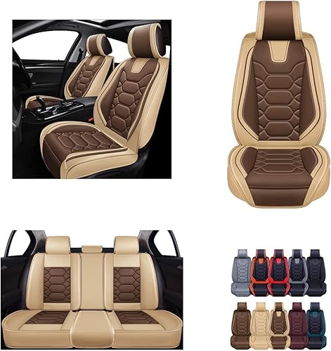 OASIS AUTO OS-004 - Fundas de piel sintética para asiento de coche funda de cojín para automóvil de 5 pasajeros y SUV set de accesorios de ajuste