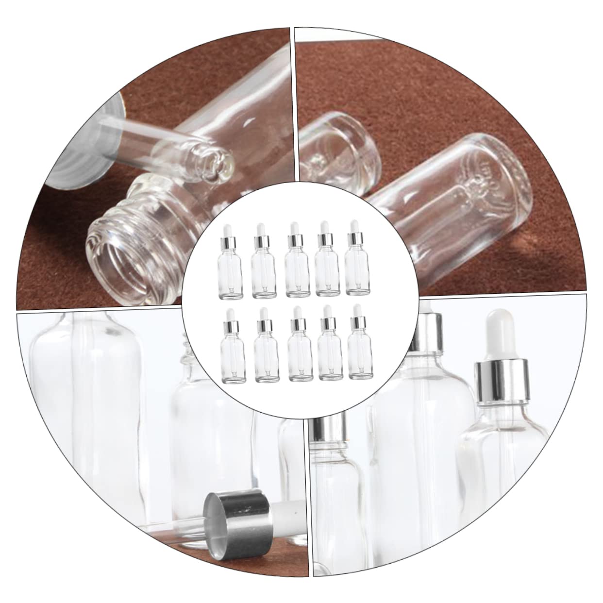 10 Stück Tropfflaschen aus Glas 30ml Nachfüllbar Auslaufsicher Dicht Verschlossen für Ätherische Öle und Reisen