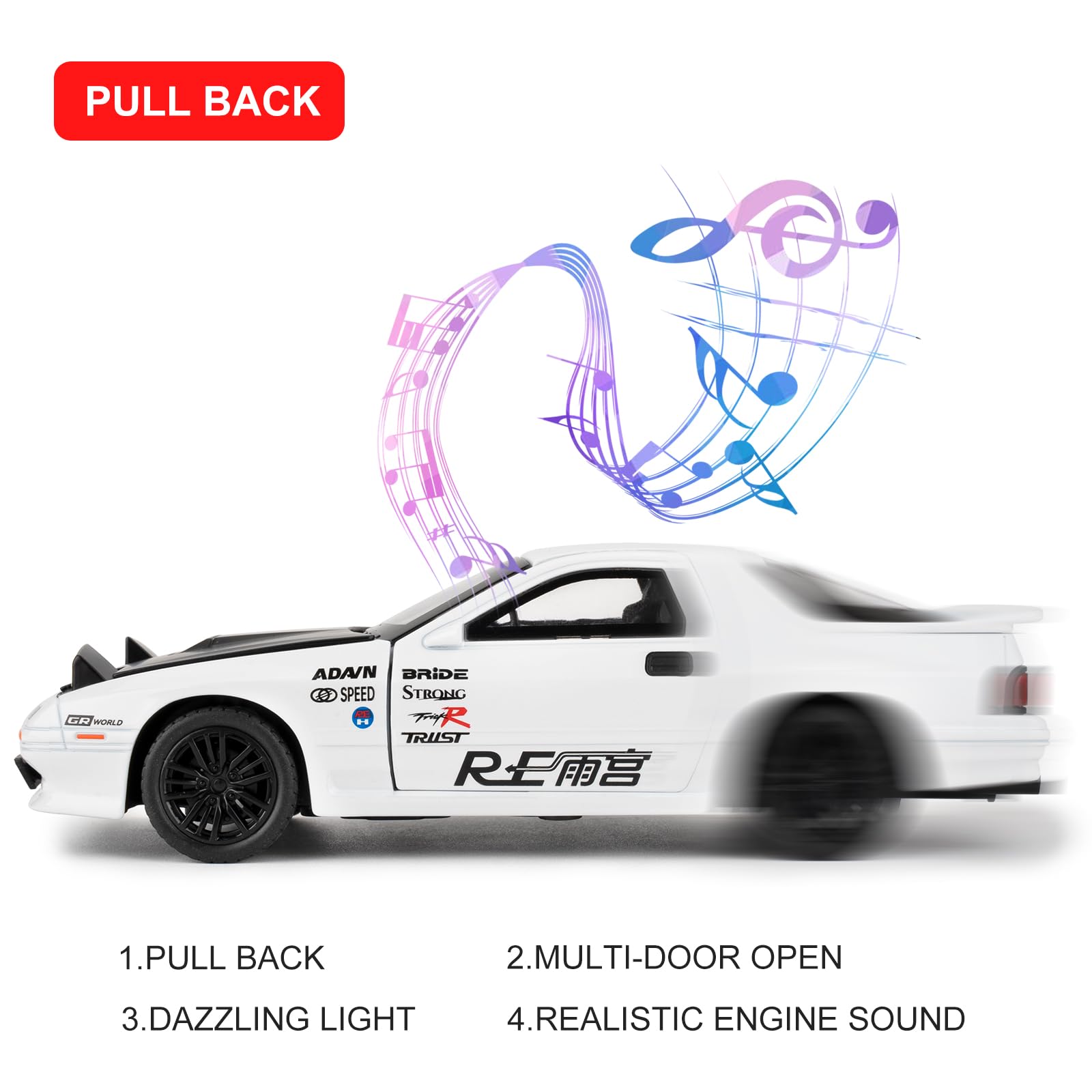 imtfzct 1/32 Mazda RX7 Model Car, Alloy Die-casting Toy Cars, Collectible Toy Model Cars - Image 4