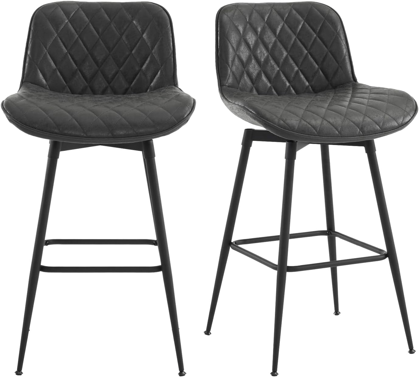 MJIH 26” Modern Bar Stools Set of 2, 360° Swivel Counter