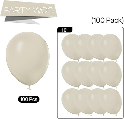 Miniatura 5 de PartyWoo Globos de arena blanca, 100 globos blancos bohemios de 10 pulgadas, globos blancos arena para arco de globos de guirnalda de globos como