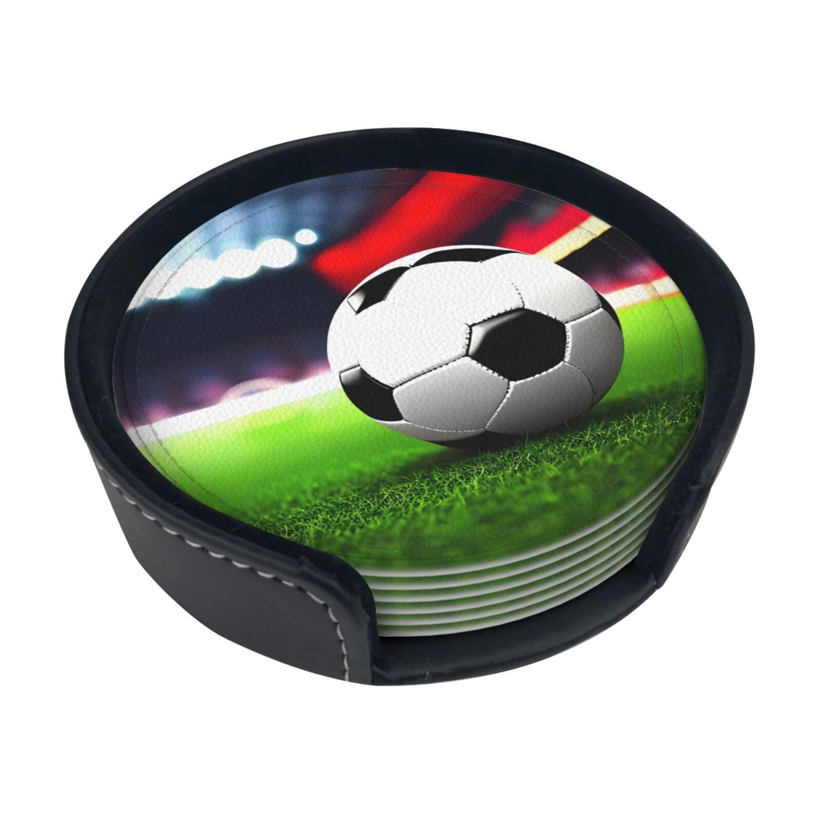Dessous-de-verre football en polyuréthane x6 pour décoration et table basse
