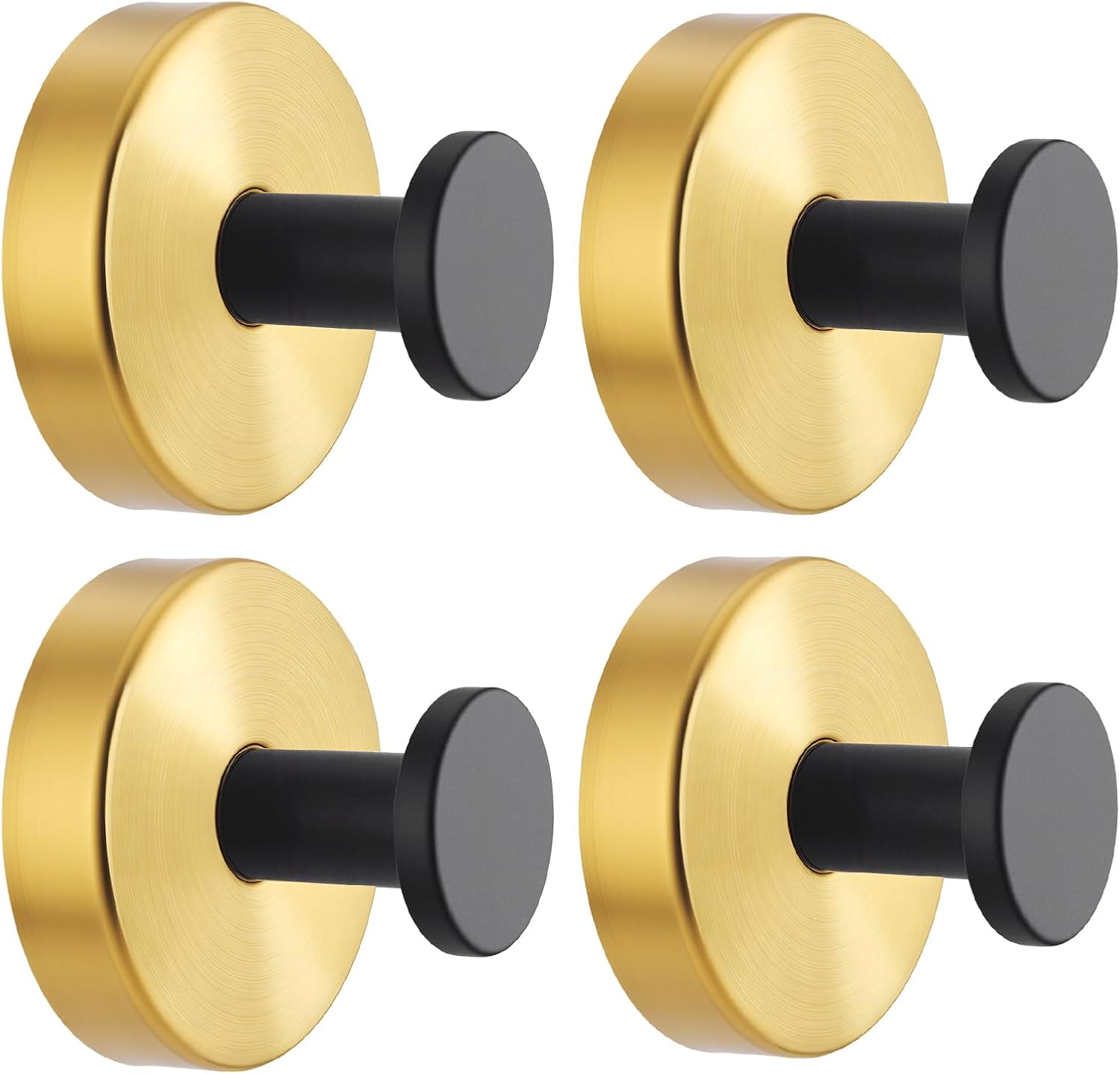 2026 Upgraded Heavy Duty Suction Cup Hooks for Shower, No Drill Stainless Steel Bathroom Towel Hooks, Brushed Black and Gold, Removable Bath Robe Loofah Hanger, 4 Pack