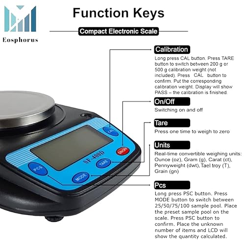 Miniatura 7 de Eosphorus Báscula digital analítica LCD de 2116oz x 000oz para escuela de laboratorio de ciencias báscula de cocina equilibrio preciso para medir