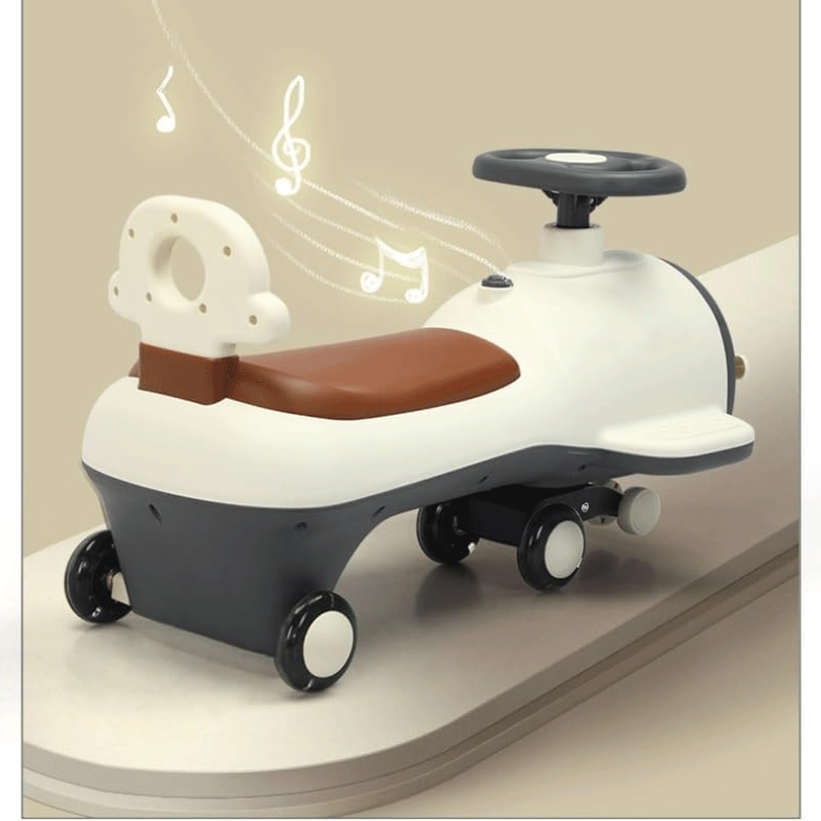 Schaukelauto, Flugzeugform, Wackelauto, Wackelroller, Musik, Laufrad, Kinderwackelauto, geräuscharm, Rutschauto mit Rädern(Rose)