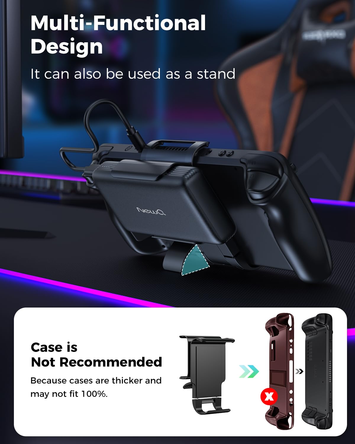 NEWQ Cargador Portatil, Banco de energía de 65 W compatible con Steam Deck, batería externa portátil USB-C PD 3.0 de 20000 mAh con soporte trasero extraíble