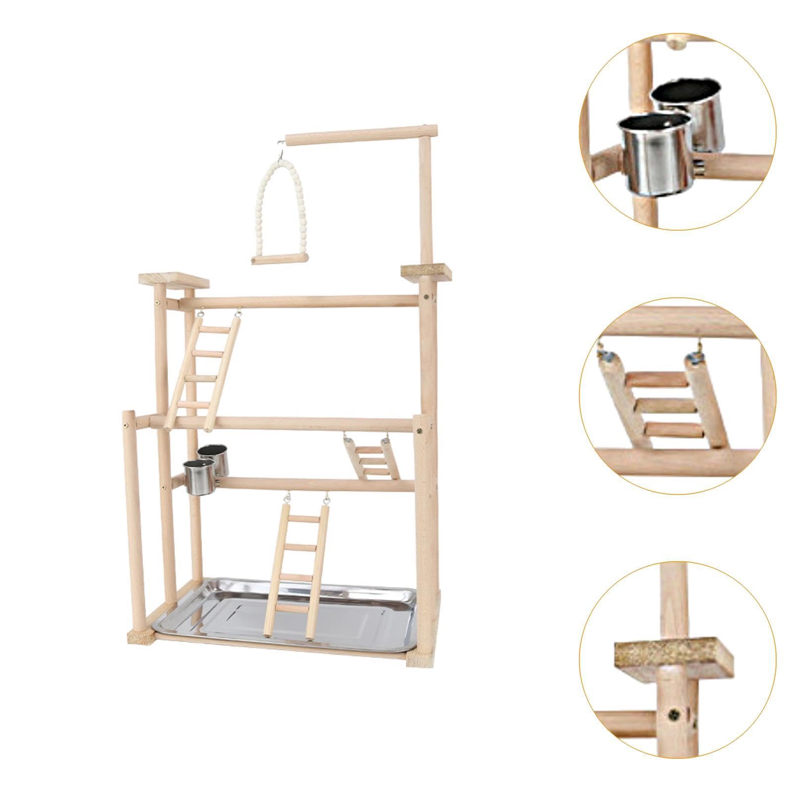 Supporto per giochi per uccelli, parco giochi per pappagalli, stabile, accessorio per gabbie per uccelli, box per uccelli in legno per parrocchetti
