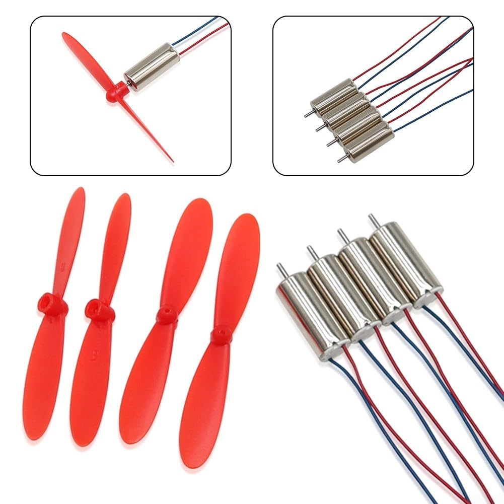 Motore CC Coreless da 7 x 16 mm, 3,7 V, 45000 giri/min, 4 pezzi con eliche da 46 mm, lame avanti e indietro, per droni fai da te, quadrirotori, UAV, aerei RC, progetti di modelli volanti