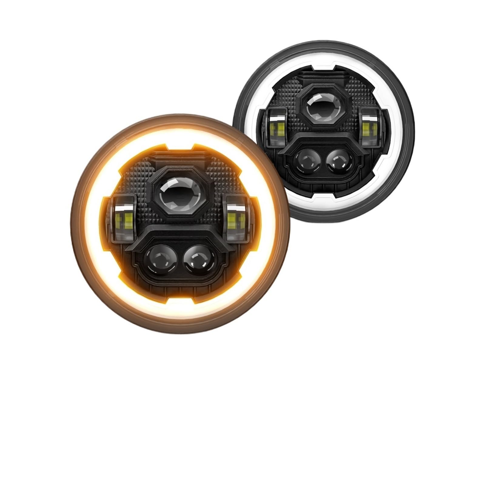 Faro LED redondo de 7 pulgadas con haz alto/bajo DRL y señal de giro ámbar for automóviles motocicletas impermeable IP67 paquete de 2 DRL(Set2)