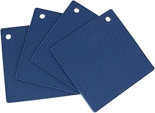 Alnicov Juego de 4 Soportes de Silicona para ollas Multiusos, Antideslizantes, Flexibles, duraderos, Resistentes al Calor, para Mesa de Cocina, Color Azul Marino