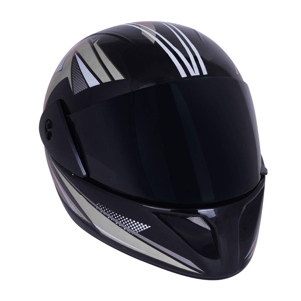Sage Square Plus Full Face Graphic Helmet (ISI Certified) Tinted Visor, High Standard Safety, Enhanced Design, Extra Comfort, Enhanced Design (X-Large, Black Glossy-Silver)-image-29