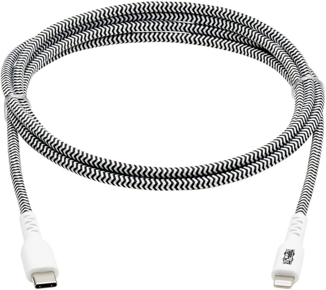 TRIPP LITE Apple MFI Certified Cable, Lightning to USB-C Sync Charge Cord, Heavy-Duty Aramid Fiber, 10 ft. (M102-010-HD)