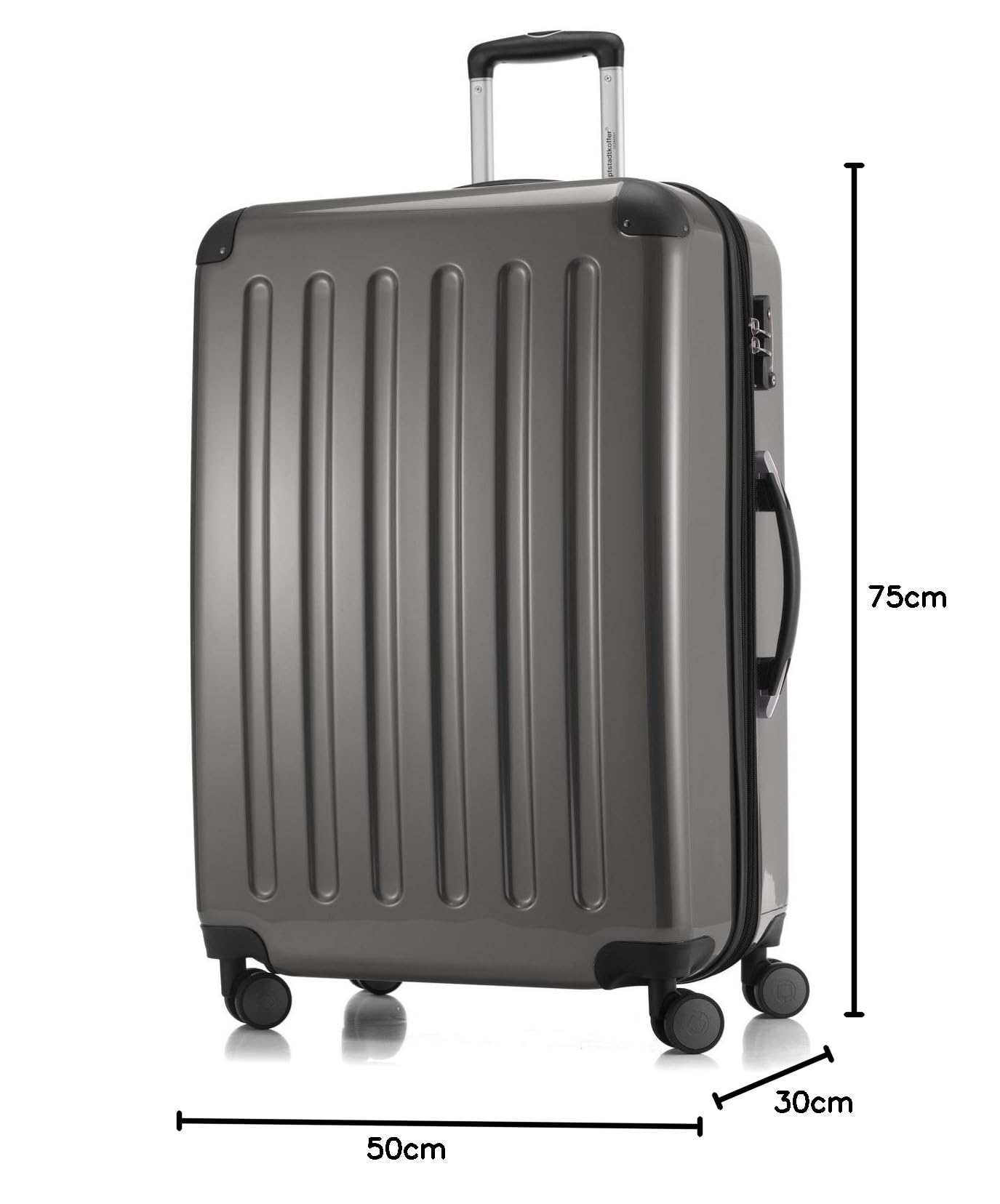 Hauptstadtkoffer - Alex - Valise Rigide Grande Bagage Trolley 4 Roues, TSA, 75 cm, 119 litres, Titan