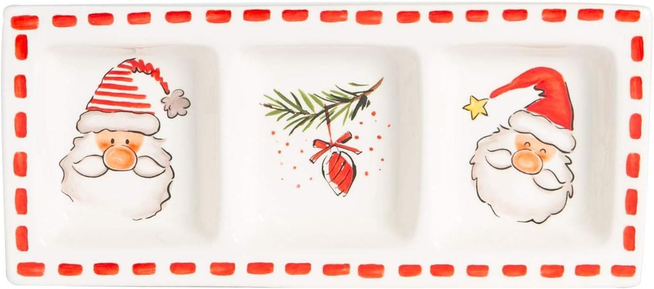 Nicola Spring 1x 32x13.5cm Christmas Snack Food Plate - Novelty Festive Xmas Tableware - Santa Design