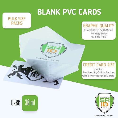 Miniatura 2 de Tarjetas de PVC en blanco para impresoras de tarjetas de identificación Calidad gráfica de plástico blanco CR80 30 Mil CR8030 de Specialist ID