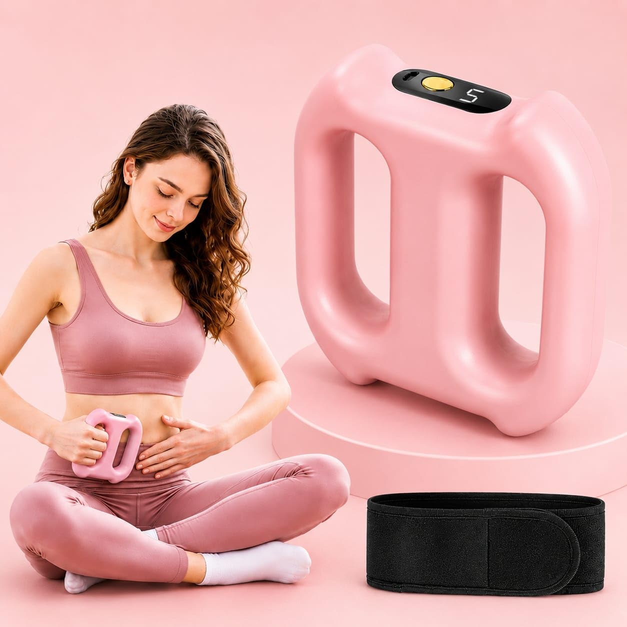 ZNUJ Belly Fat Massager Belt | belly fat burner | bitrontix belly fat burner & body shaper Handheld Wearable Vibration Massage Ring with Adjustable Belt, Digital Display, USB Charging Cable and Storage Pouch-image-34