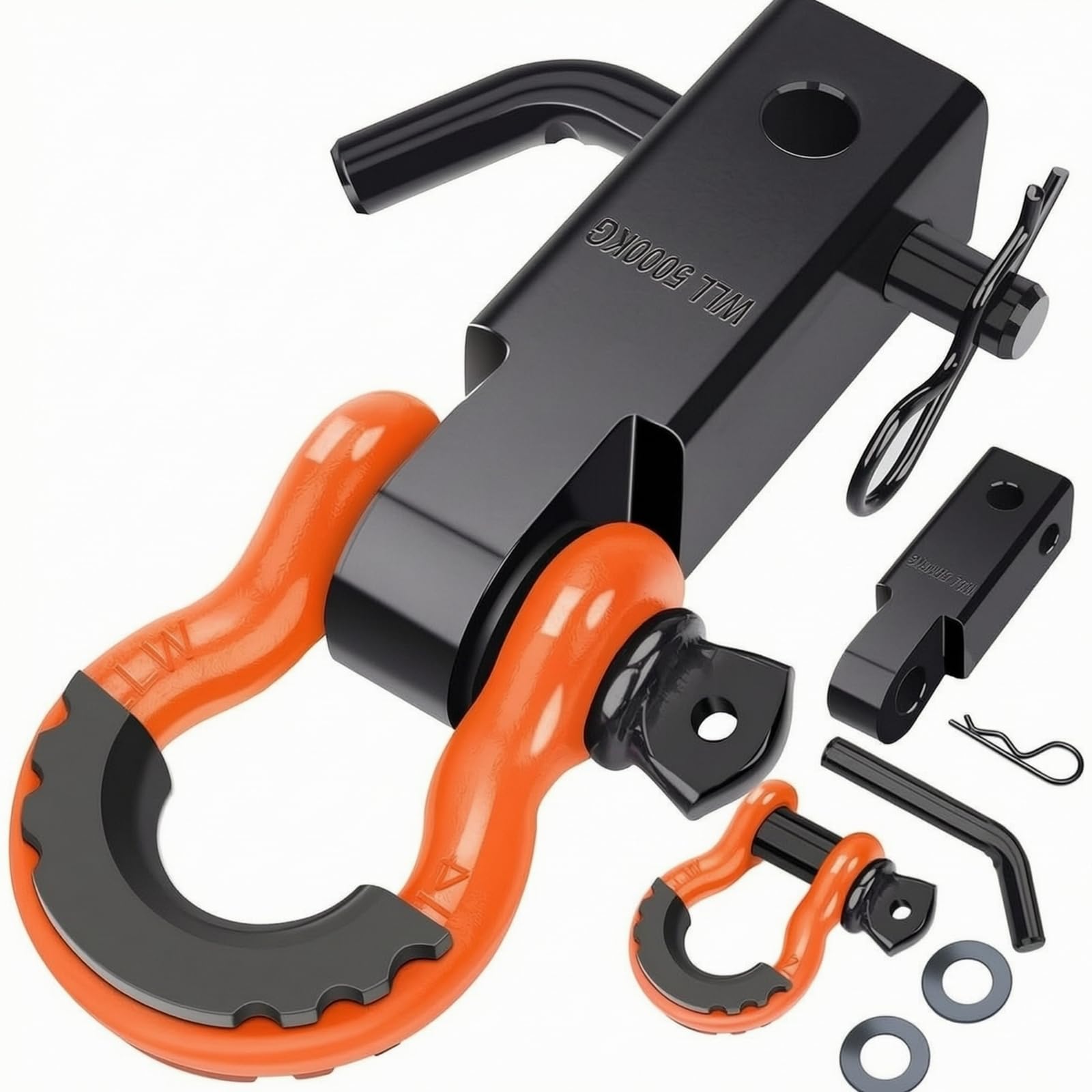 Harilla Receptor Enganche con Grillete Seguro, Compacto, Receptor 2 Pulgadas con Bloqueo, Naranja