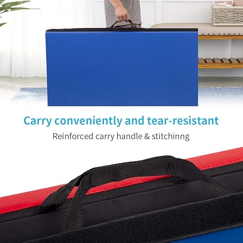 Vista 6 de Gymnastics Tumbling Mats Portable Gymnastics Mat Foldable Tumbling Mat 4'x8/2'x6' PU Leather Exercise Mat Yoga Mat with Carrying Handles for home