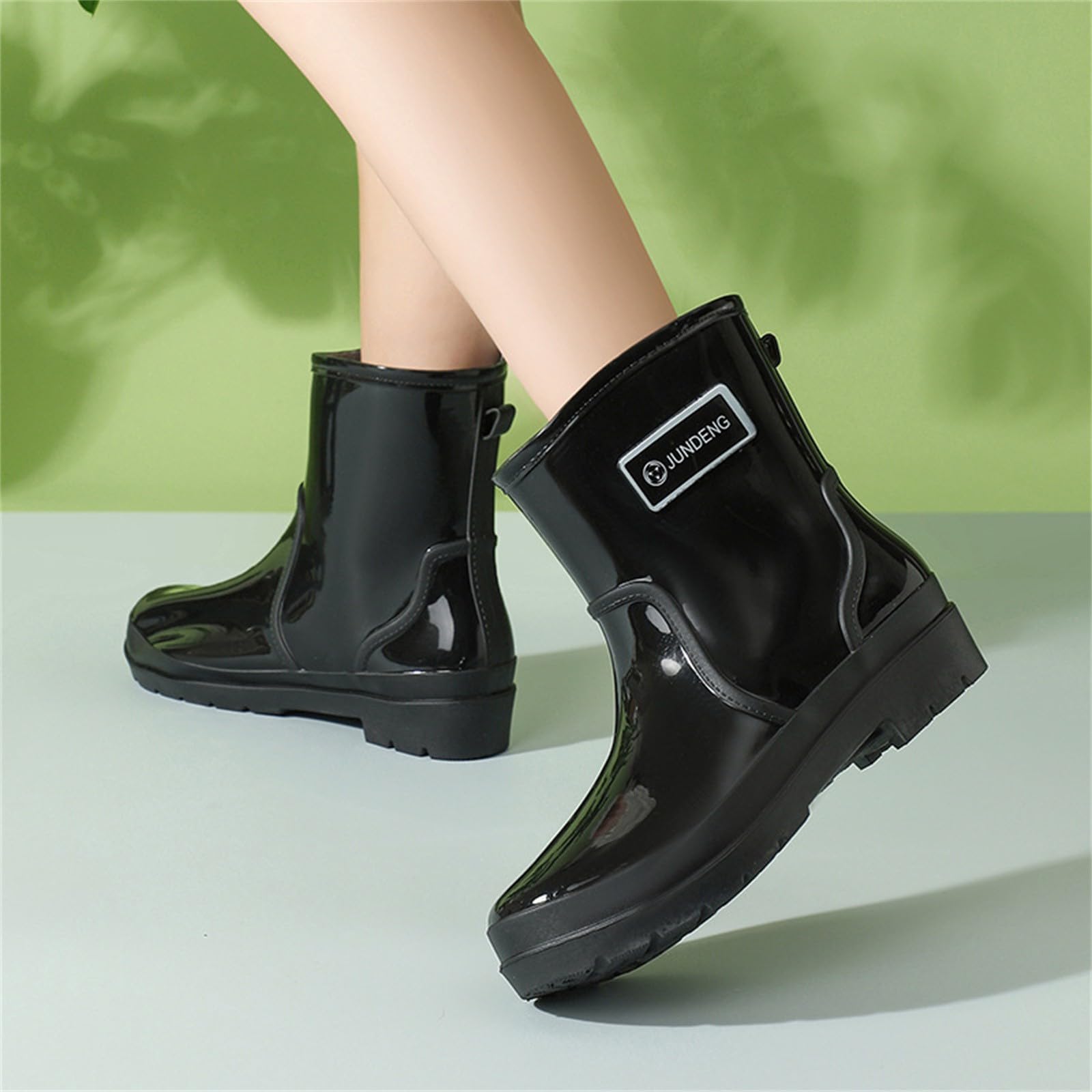 Botas De Agua Mujer Chelsea Botines De Goma Rain Boots Wellington Antideslizante Negro Azul 36-43