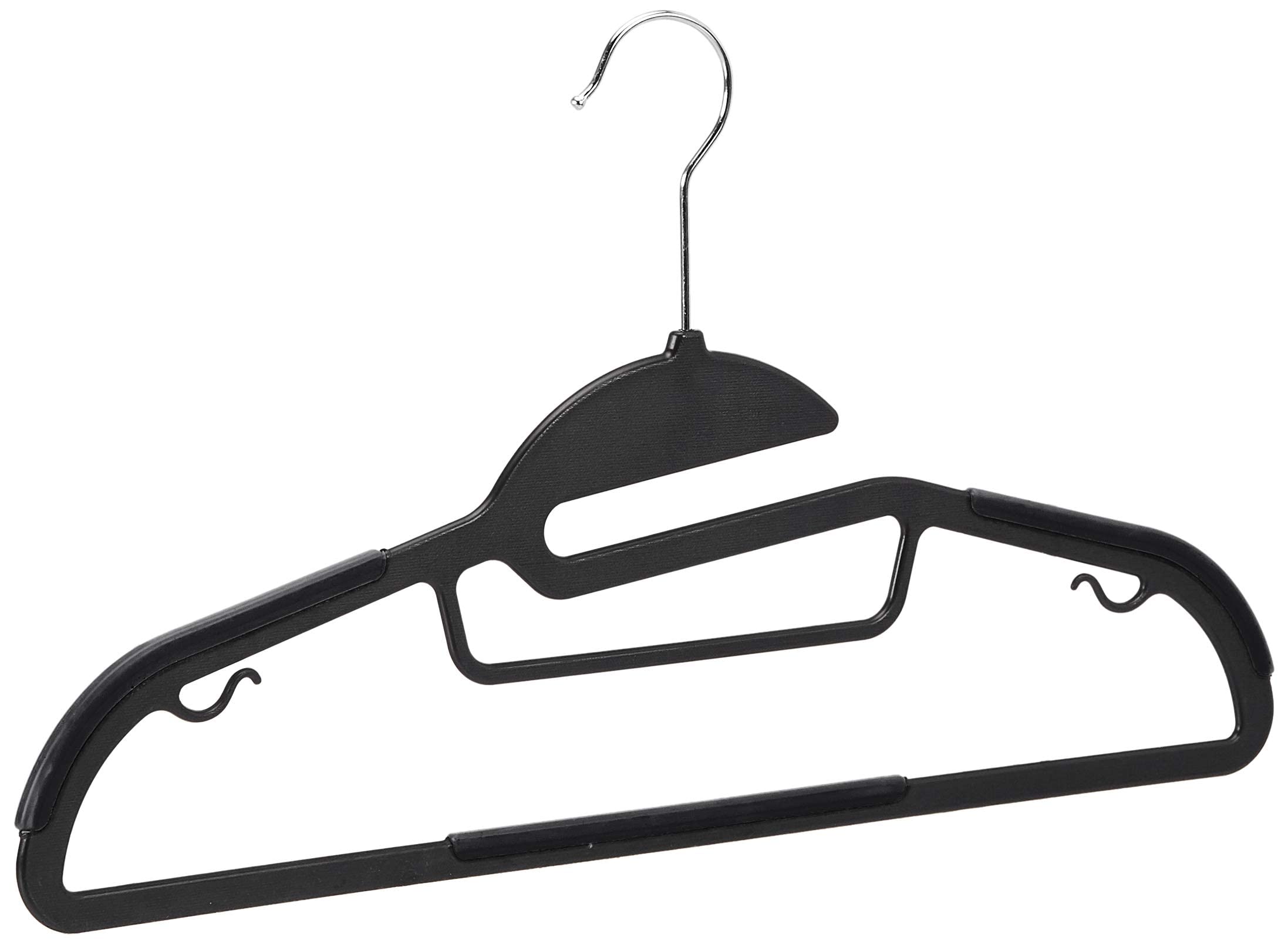 Amazon Basics - Grucce in plastica, antiscivolo, resistenti, con gomma e barra orizzontale, colore grigio, Confezione da 50