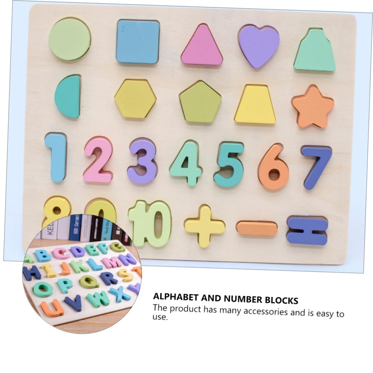 Puzzle Educativo in Legno per Ragazzo Ragazza, Set 4 Pezzi | Colori Vivaci e Superficie Liscia, Alfabeti e Numeri per Apprendimento Precoce, Back To School Party