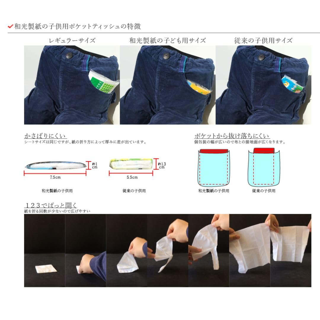Amazon.co.jp: まとめ買い 子供用 流せる ポケット ティッシュ 60個 