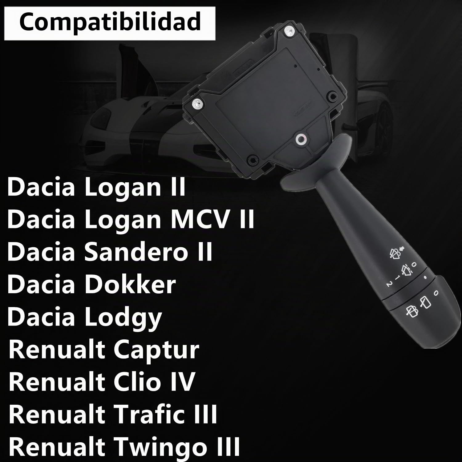 Interruptor Mando Limpiaparabrisas Compatible con Dacia Logan MCV 2 Sandero 2 Lodgy für Renault Cilo 4 Twingo 3 Trafic 3 8201168008 255679326R 251696