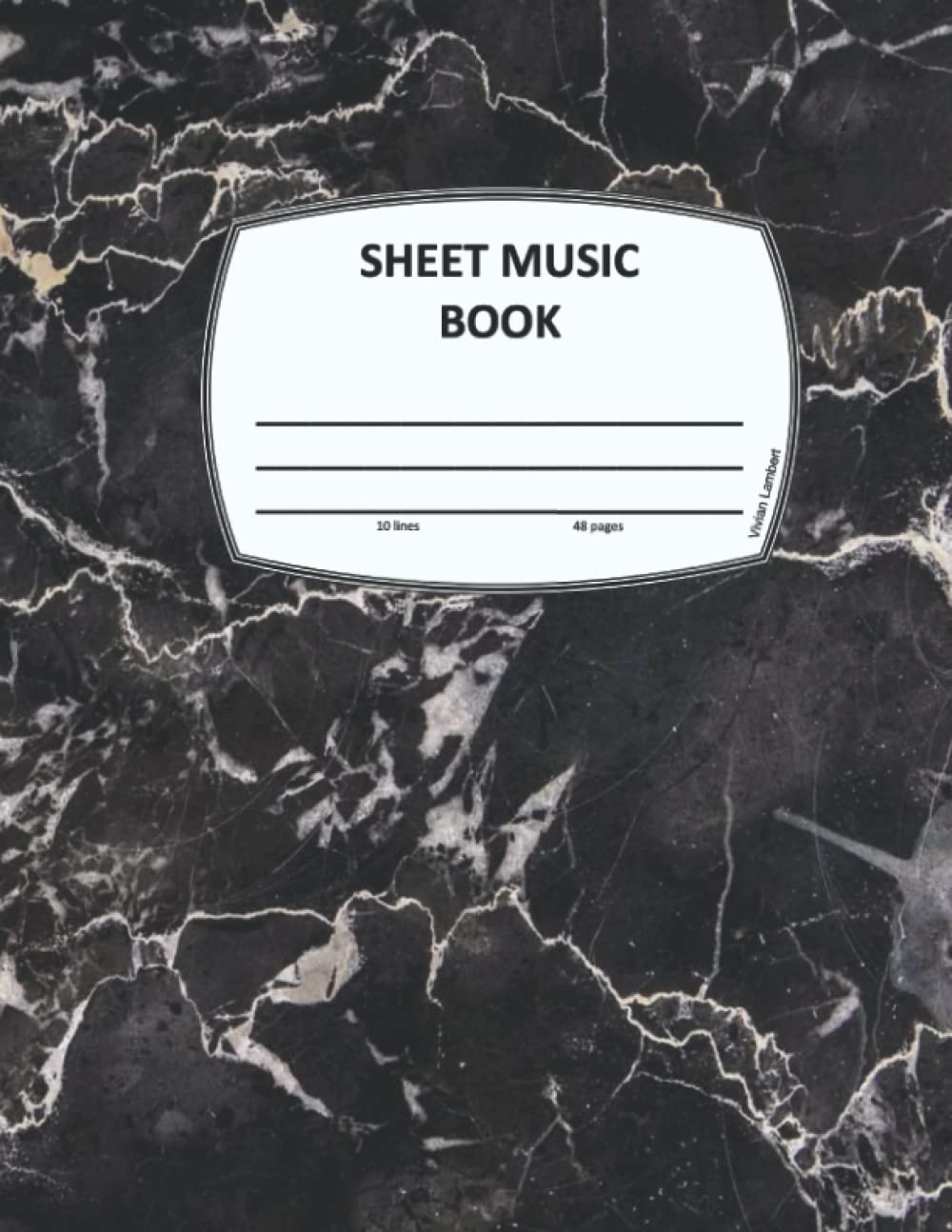 Sheet Music Book, 10 lines, 48 pages. Music manuscript paper. Blank sheet music book.