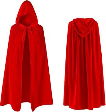 WNXBFO Red Cape, 140CM Little Red Riding Hood Cape Adult Hooded Robe Cloak for Women Adult Halloween Christmas Witch Vampires Costume World Book Day