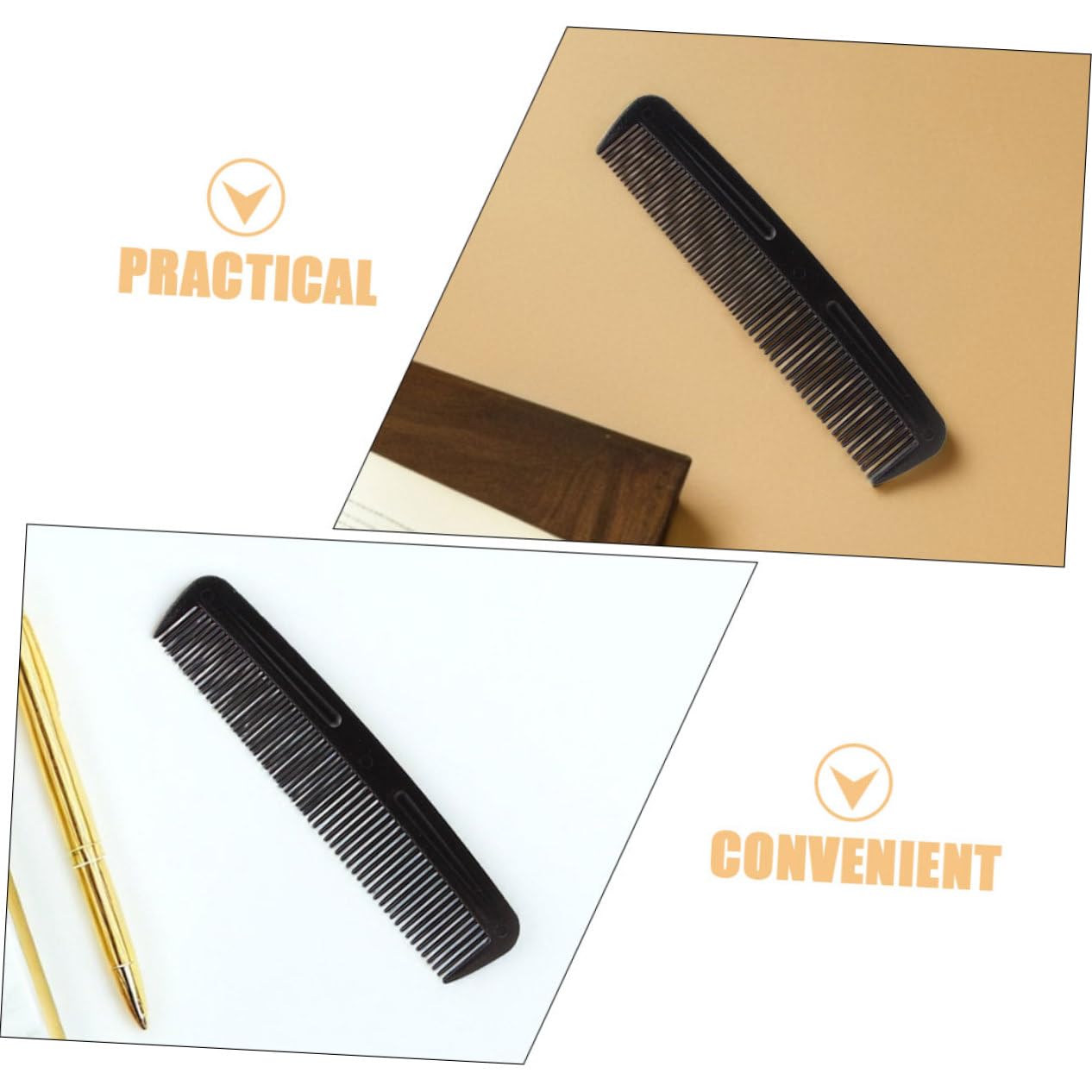 Ipetboom Peines de Bolsillo Diseño de Doble Dentado Negros de Plástico 200 para Peinar el Cabello, Viaje y Uso Exterior, Hombres y Mujeres