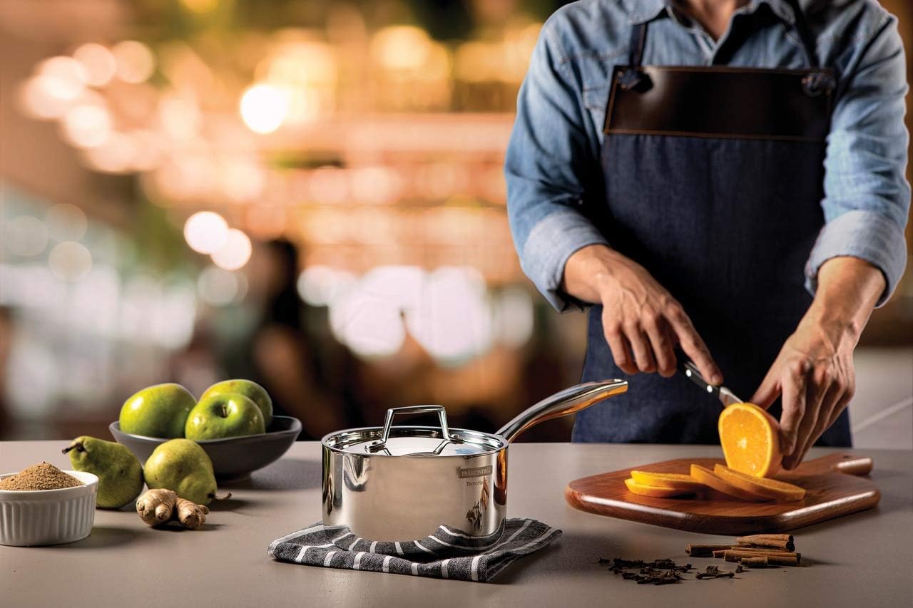 Tramontina 65140/106 Grano Stainless Steel Pot, Frying Pan, 7.9 / 10.2 / 6.3 inches (20 / 26 / 16 cm), 3-Piece Set, Grano Stainless Steel, All 3-Layer, Gas Induction Compatible, Made in Brazil