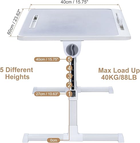 Miniatura 2 de PATIKIL Mesa de cama para laptop, 23.6 x 15.7 pulgadas, escritorio plegable con cajón de almacenamiento, escritorio de cama ajustable para laptop,