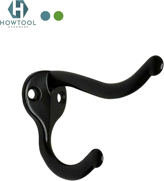 Coat Hooks Wall Mounted Oil Rubbed Bronze (Black Look): Heavy Duty Zinc Hooks for Wall Hanging, Decorative Hat and Coat Hangers for Entryway, Bathroom, Bedroom, 5 Pack