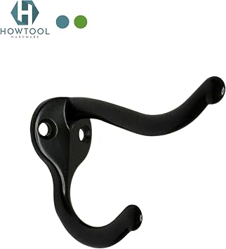 Coat Hooks Wall Mounted Oil Rubbed Bronze (Black Look): Heavy Duty Zinc Hooks for Wall Hanging, Decorative Hat and Coat Hangers for Entryway, Bathroom, Bedroom, 5 Pack