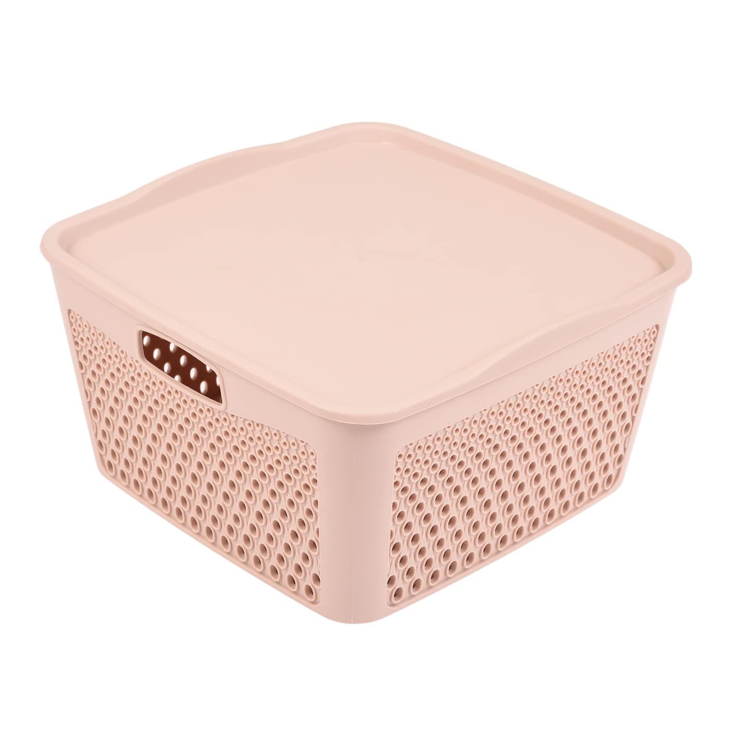 Kuber Industries Plastic Basket For Storage With Lid|Netted Design Vegetable Basket For Kitchen|Side Handles Large Size (Beige) (B0C6QXP549) Amazon Price History, Amazon Price Tracker