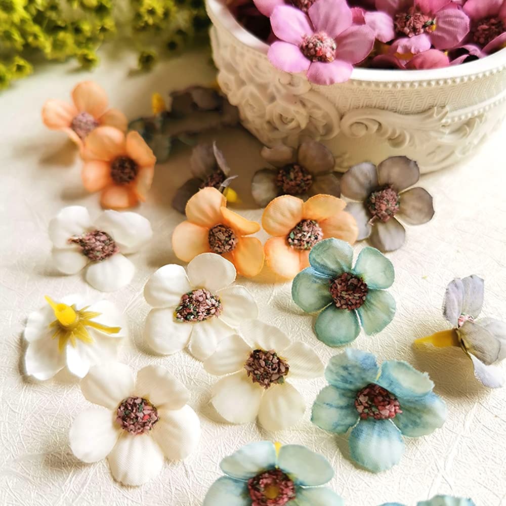 100 Margherite Finte In Seta Multicolore - Fiori Artificiali Mini Per Decorazioni Fai Da Te E Bouquet - 2