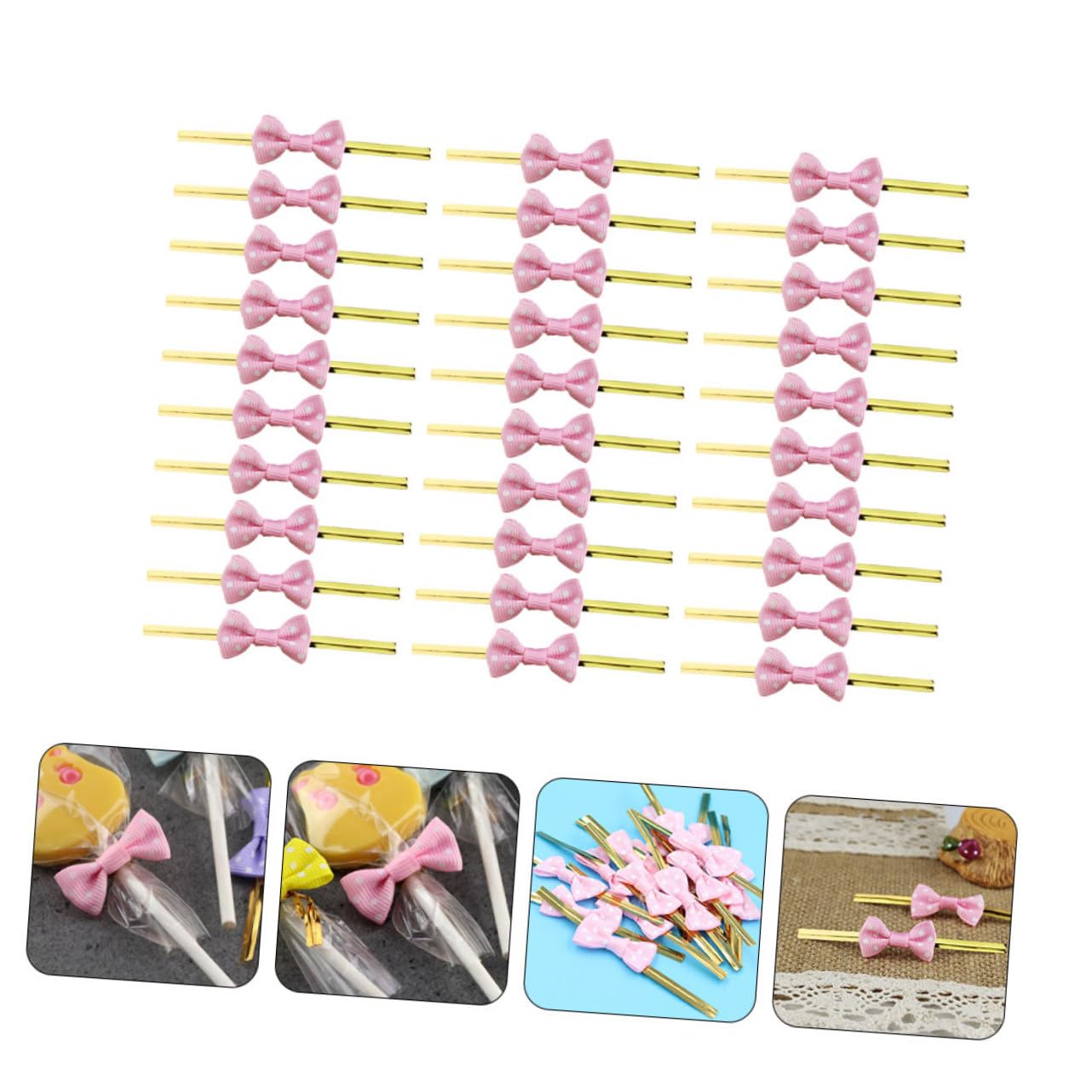 EXCEART 1000 Piezas Corbata de moño Lazos de Cinta para Envolver Regalos Cinta y Lazos decoración Envolver Lazos y Cintas de Sellado de piruletas Boda Bolsa de Dulces Juguete Decorar