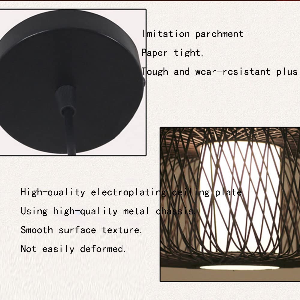 Lampadario in Vimini in Stile Sud-EST Asiatico, lampadario in Vimini costiero, Paralume Intrecciato a Nido d'uccello in Stile Giapponese, Lampada da soffitto a soffitto a 1 Luce, per Cucina, ingr
