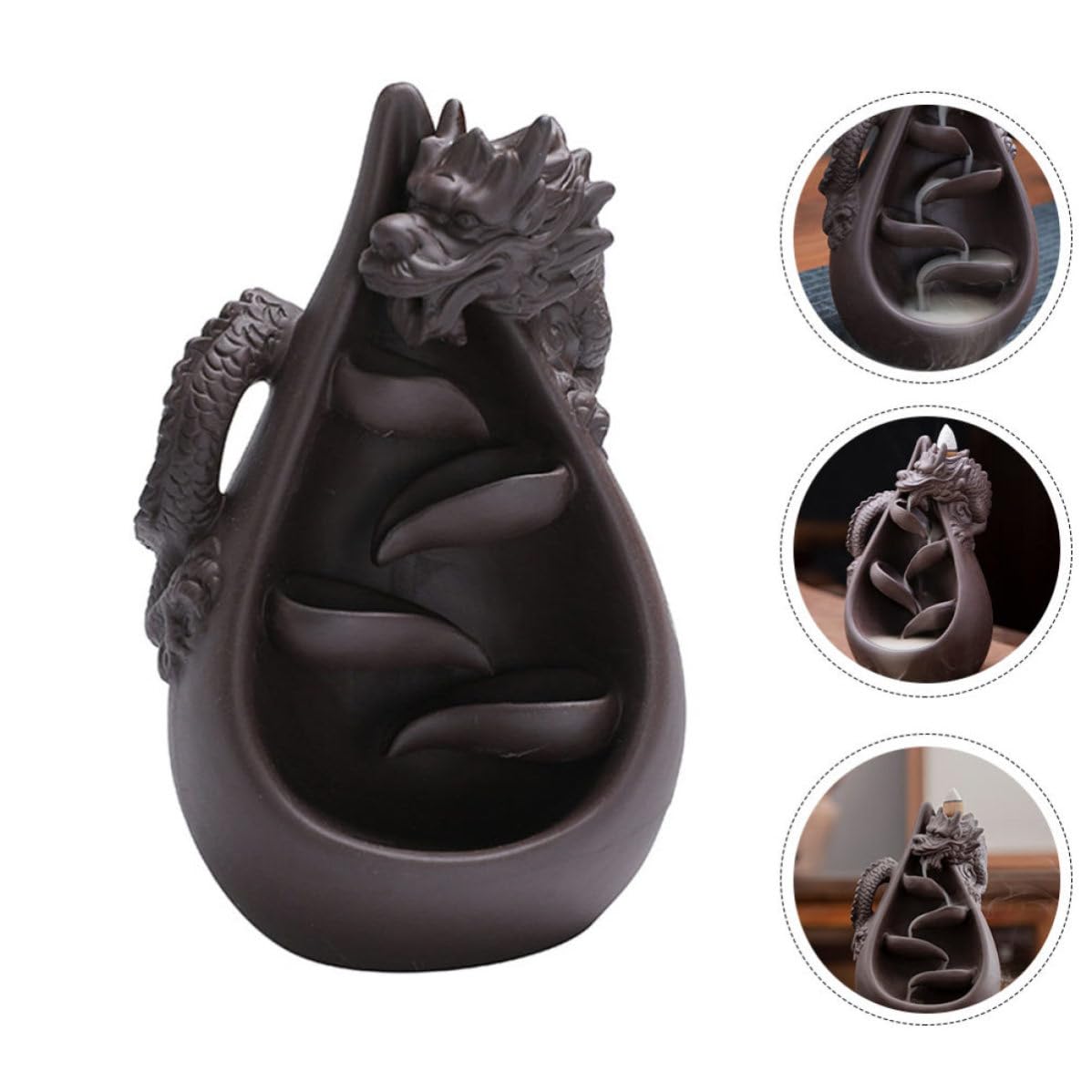 IMIKEYA Quemador de Incienso de Arena Morada y Purifica el Aire Diseño de Dragón, Relieve Estrés para Ceremonia de Té Decoración del Hogar