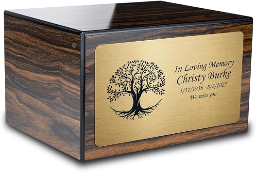 GetUrns Heritage Adult Espresso Cremation Urn Box for Human Ashes I Tree of Life Custom Engraved Wooden Urns for Male and Female I 213lbs