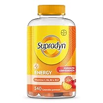 Supradyn Energy Multivitaminico Caramelle, Integratore Multivitaminico Completo, con Vitamine A, B, C, D, E e Coenzima Q10, 140 Caramelle Gommose Multivitaminiche Gusto Ciliegia, Lampone e Arancia