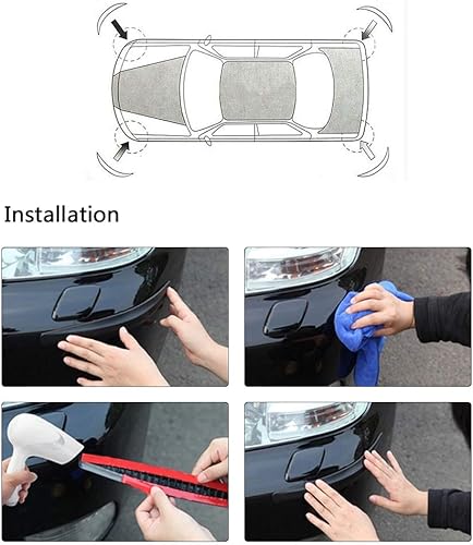 Vista 4 de Ejoyous Protector universal para parachoques de esquina de automóvil, tiras antiarañazos, acabado de fibra de carbono, color blanco