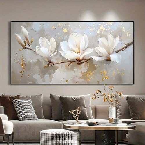 LMYSXAOZ Modern Abstract Blossoming Magnolia Branch Painting Canvas Wall Arts, Home Decoration For Living Room Bedroom Fall(55X110cm)