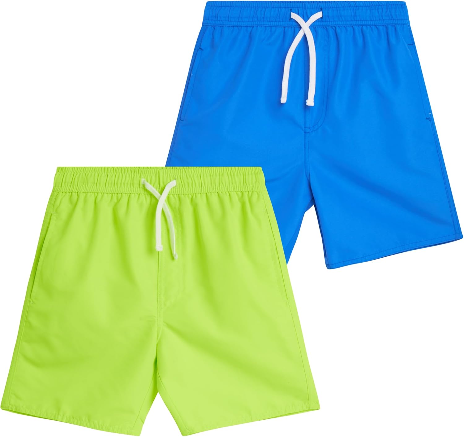 Quad Seven Boys Swim Trunks - 2 Pack Basic Quick Dry Boys Board Shorts Bathing Suit Kids Swimwear with Pockets (Sizes: 8-18)