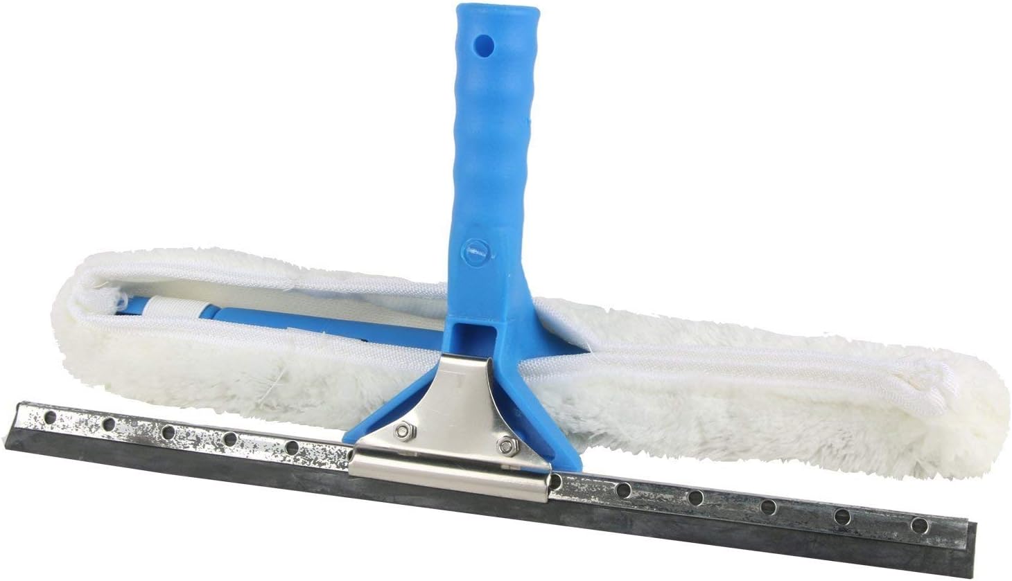 chandan product Window Cleaner Tool - 2 in 1 Glass Washer Kit- Microfiber Washing Head- Rubber Hand Squeegee- Long Telescoping Pole- 35cm CB-35