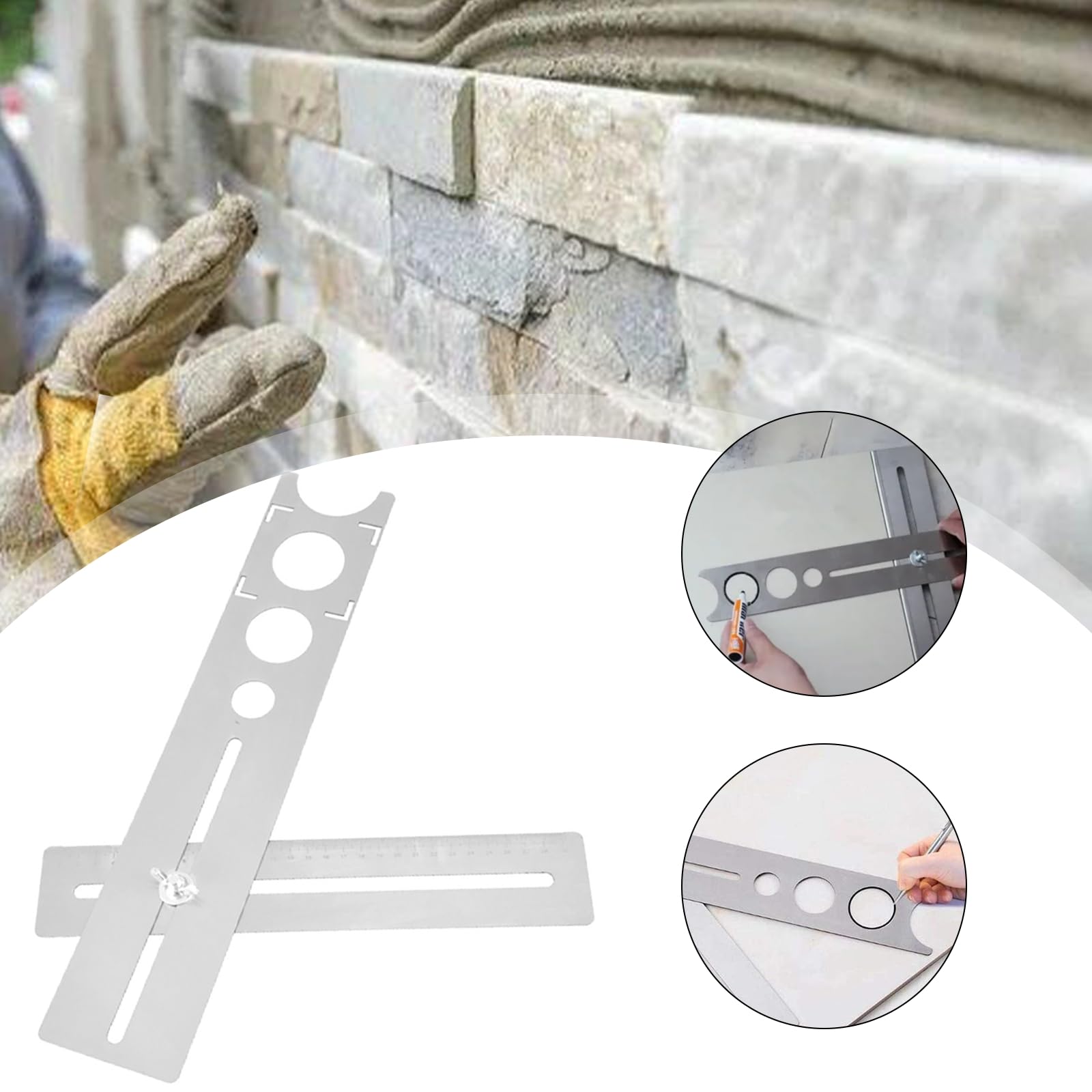 Localizzatore di Fori Per Piastrelle in Ceramica, tile tracker,Misuratore Piastrelle Righello Di Misurazione, Localizzatore di Fori Regolabili Per Architettura,Lavorazione del Legno(400 Mm)