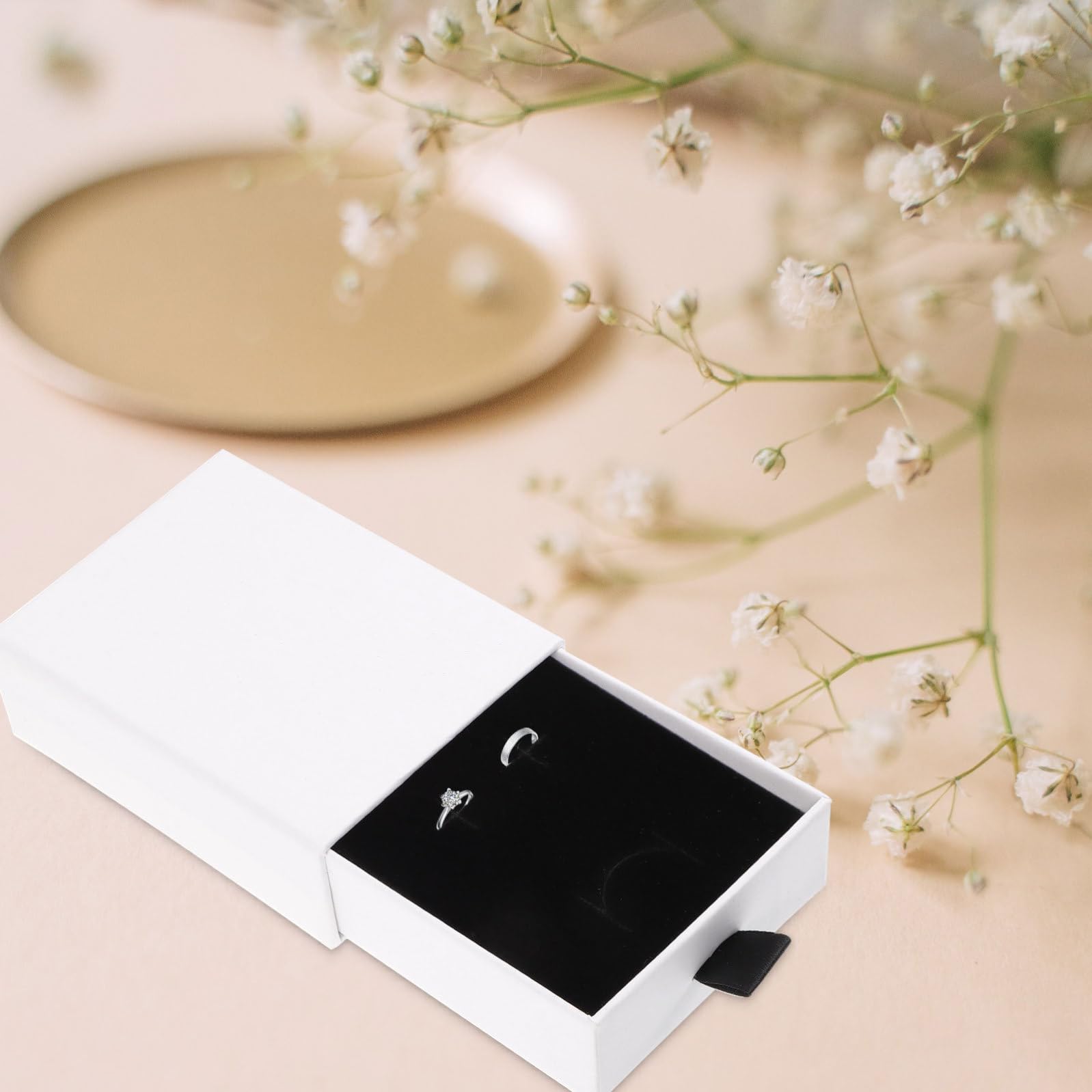 CANIGHT Carta Bianca Scatola Gioielli a Cassetto 20 Pezzi per Regalo | Design Semplice e Generoso, Apertura Facile, per Conservare Anelli, Orecchini, Collane e Bracciali